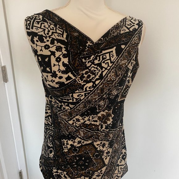 Chaps Ralph Lauren woman’s Size M Pull Over Black /Ivory Sleeveless Top - Picture 1 of 5